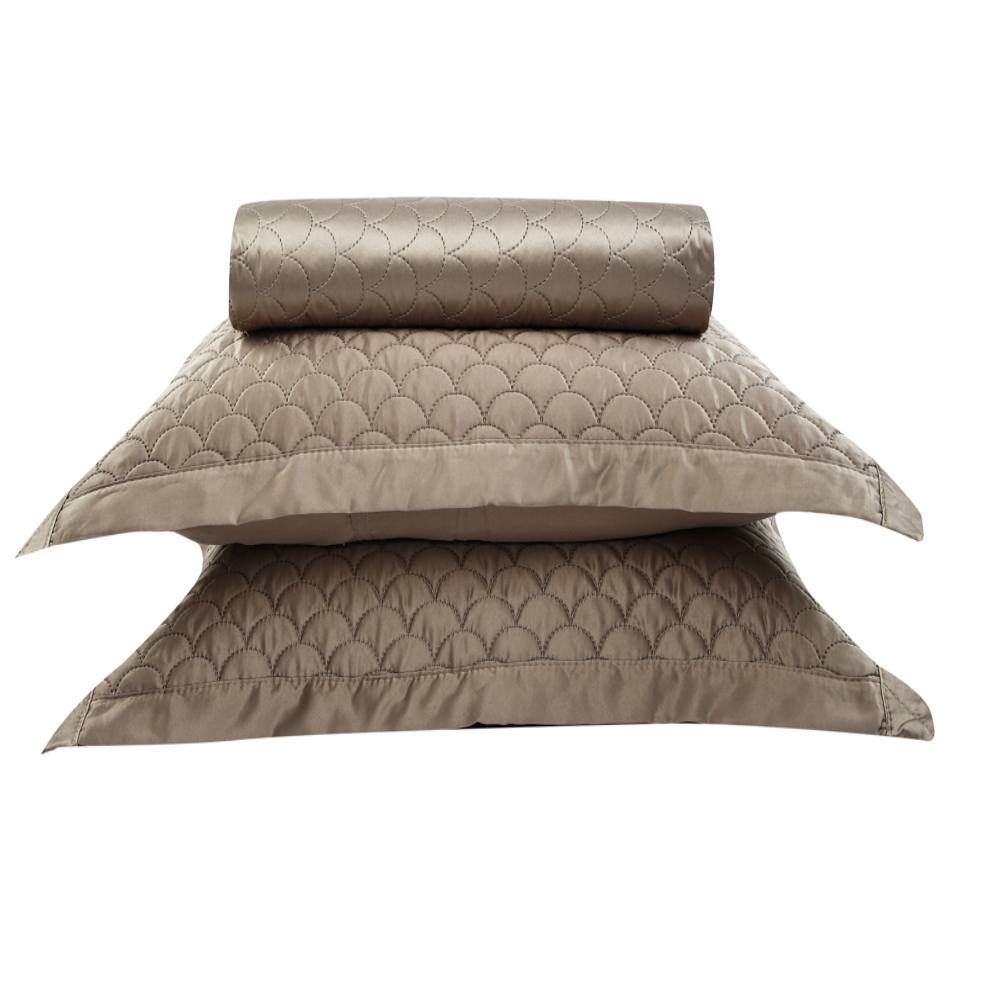 Kit Colcha Queen Acetinada Havan Casa 3 Pçs - Taupe