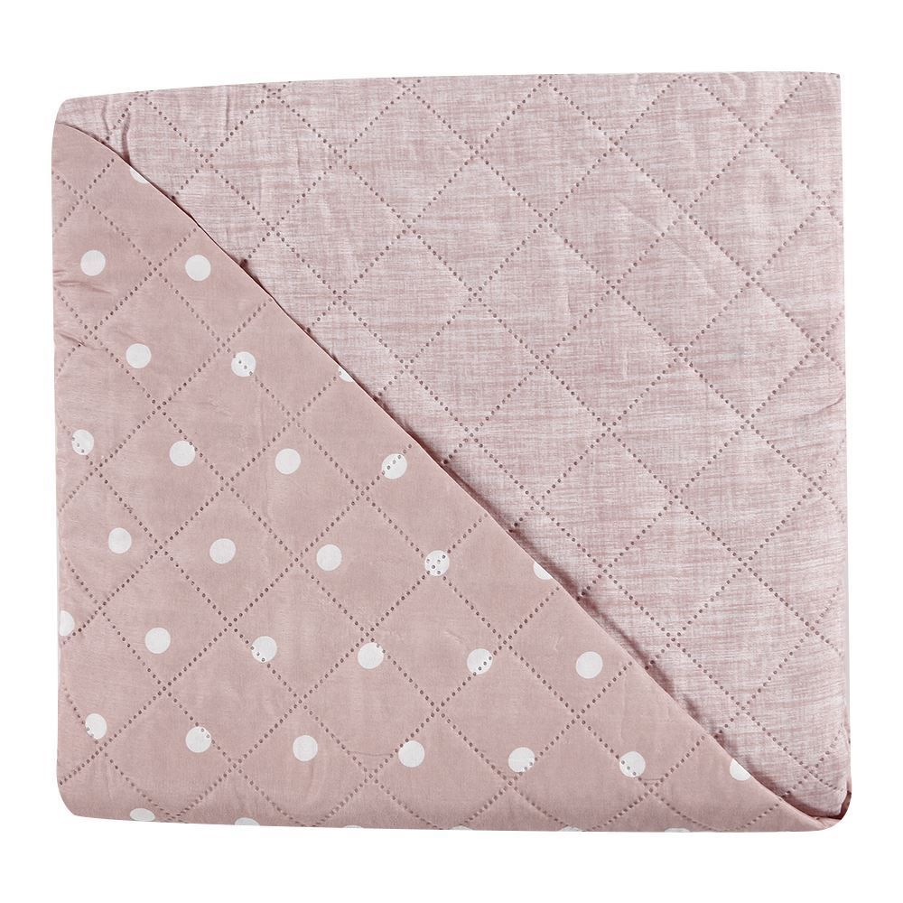 Kit Colcha Queen Dupla Face 150 Fios Versalhes Poá Havan Casa - Rosa Palido