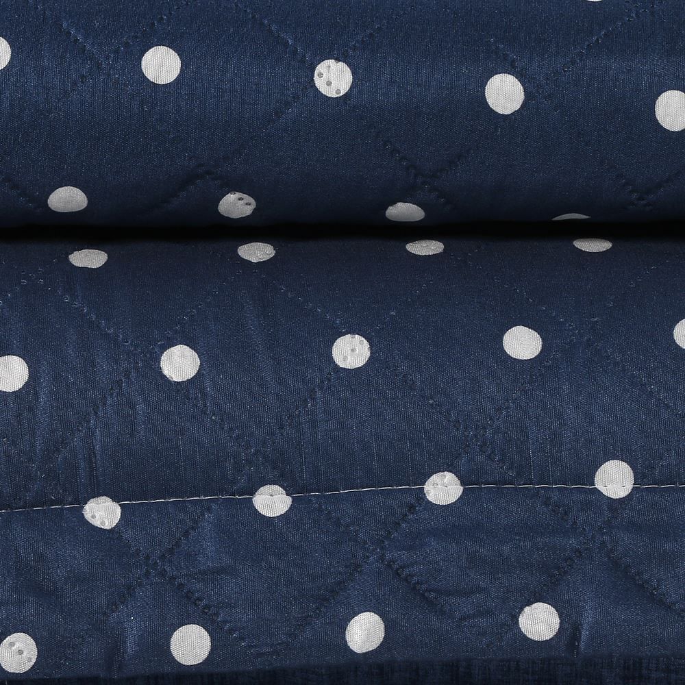 Kit Colcha Queen Dupla Face 150 Fios Versalhes Poá Havan Casa - Azul