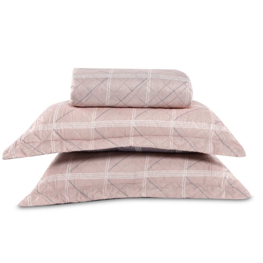 Kit Colcha Queen Estampada Versalhes 3 Peças Havan Casa - Toledo Rosa Geo