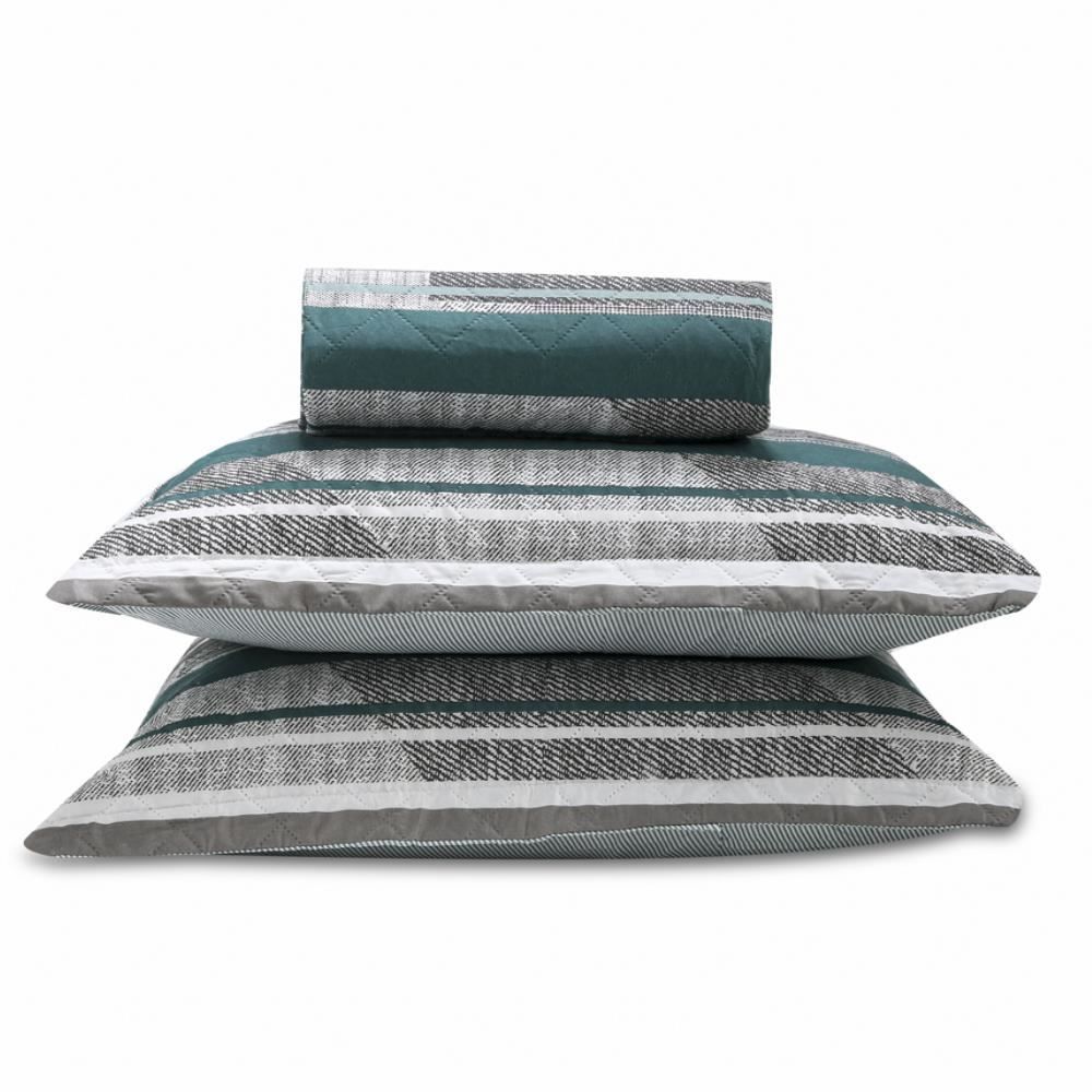 Kit Colcha Queen Estampada Versalhes 3 Peças Havan Casa - Roma Verde Geo