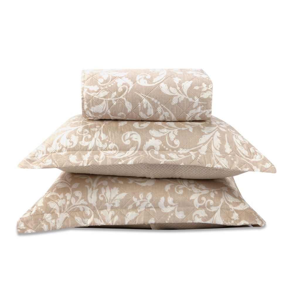 Kit Colcha Queen Estampada Versalhes Havan Casa 3 pçs - Ornamental Bege