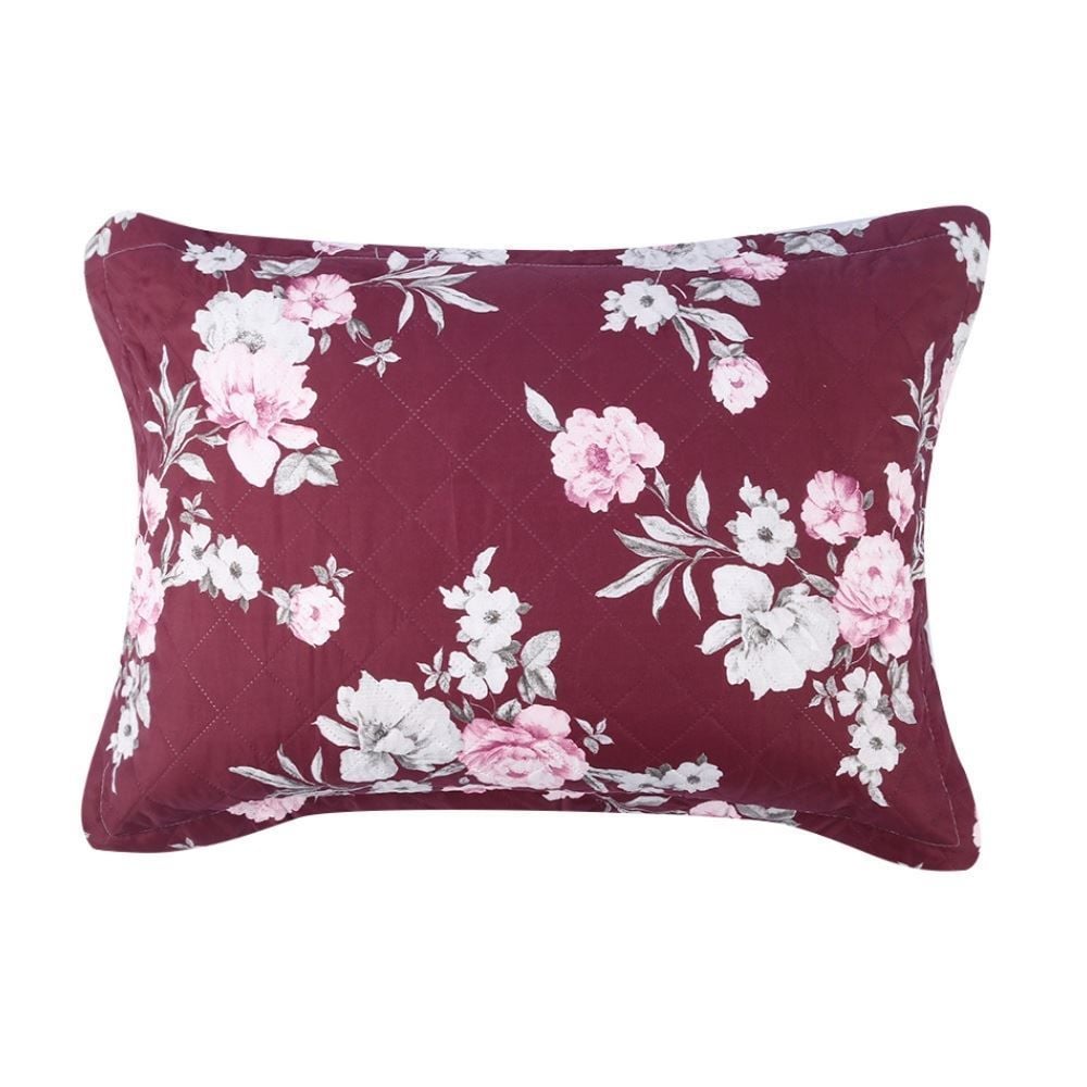 Kit Colcha Queen Estampada Versalhes Havan Casa 3 pçs - Floral Vinho