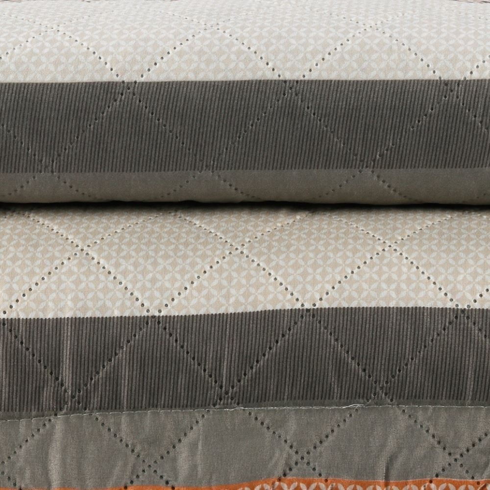 Kit Colcha Queen Estampada Versalhes Havan Casa 3 pçs - Cinza e Bege