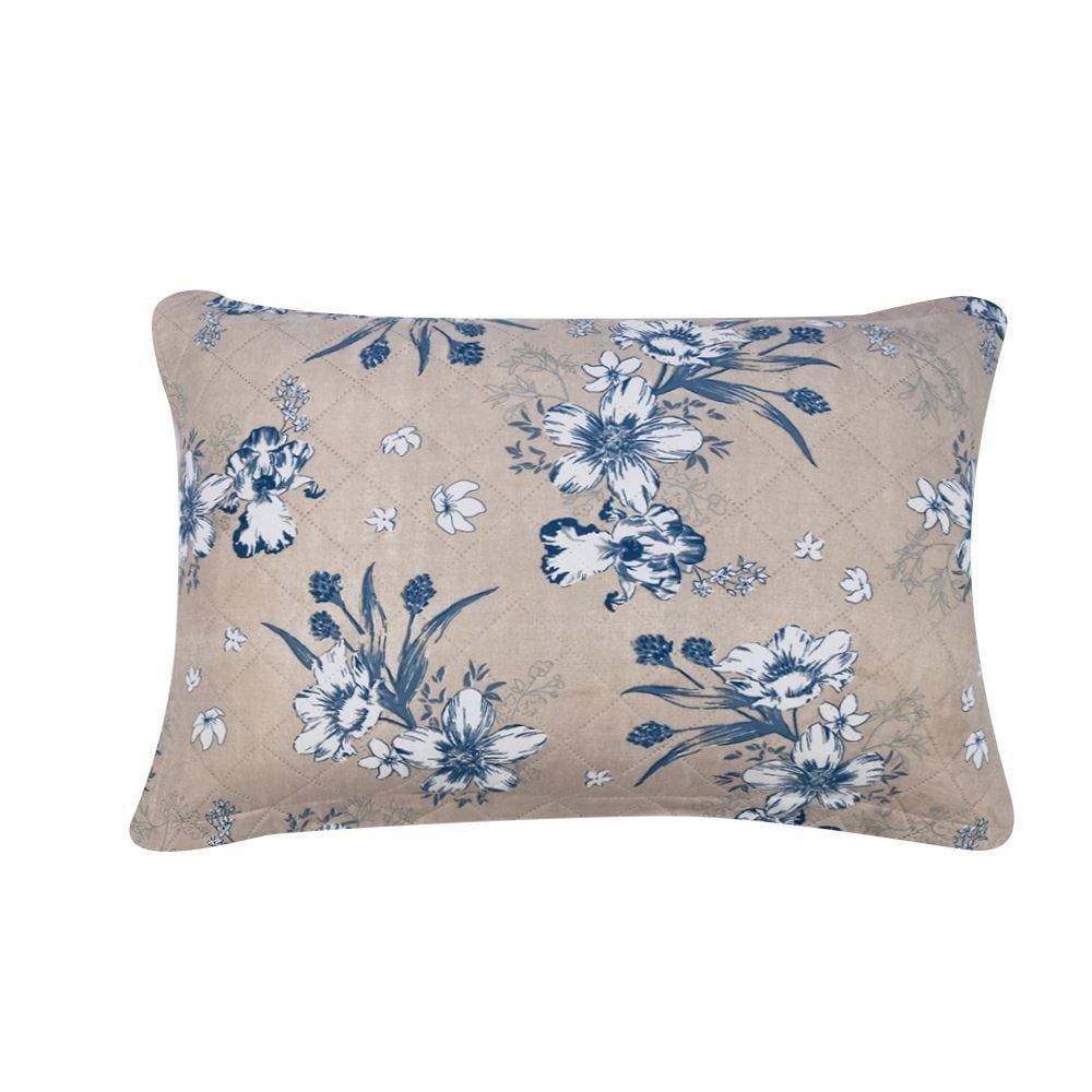 Kit Colcha Queen Estampada Versalhes Havan Casa 3 Peças - Floral Azul Linho