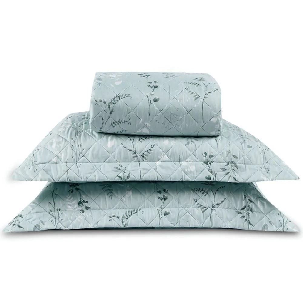 Kit Colcha Queen Estampada Versalhes Havan Casa 3 Peças - Folhagens Verde