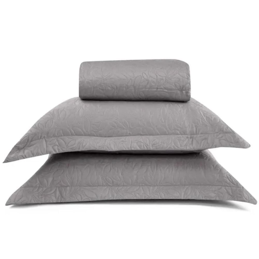 Kit Colcha Queen Lisa Versalhes Havan Casa 3 Pçs - Cinza Amianto