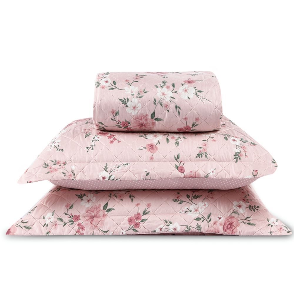 Kit Colcha Queen Versalhes Havan Casa 3 Peças - Floral Rose