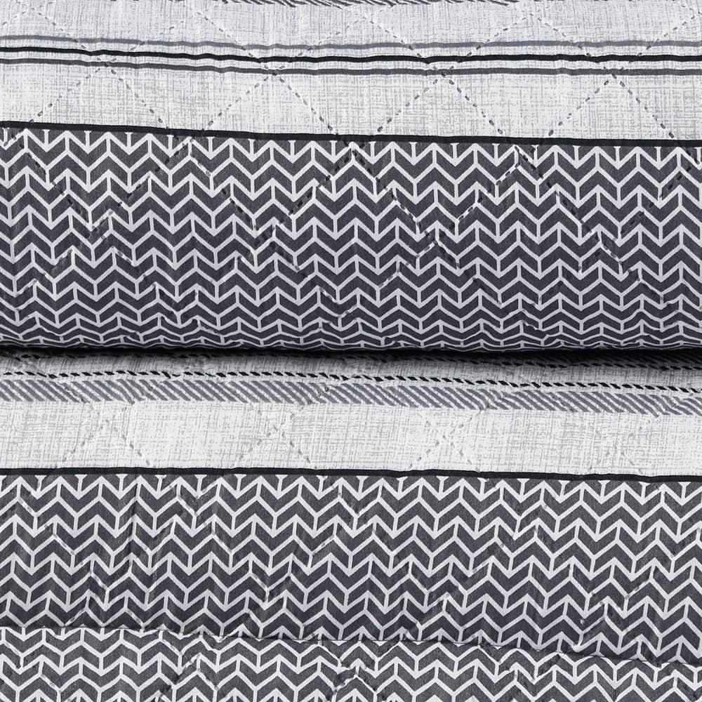 Kit Colcha Solteiro Versalhes Estampada Havan Casa 2 pçs - Geo Cinza