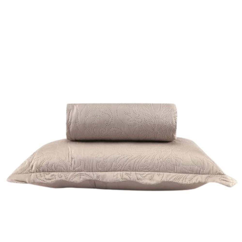 Kit Colcha Solteiro Microfibra Lisa Rozac 2 Pçs - Bege Cru