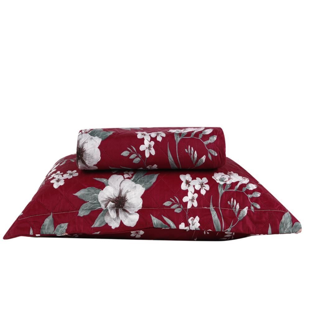 Kit Colcha Solteiro Estampada Versalhes 2 Peças Havan Casa - Toscana Vinho Floral