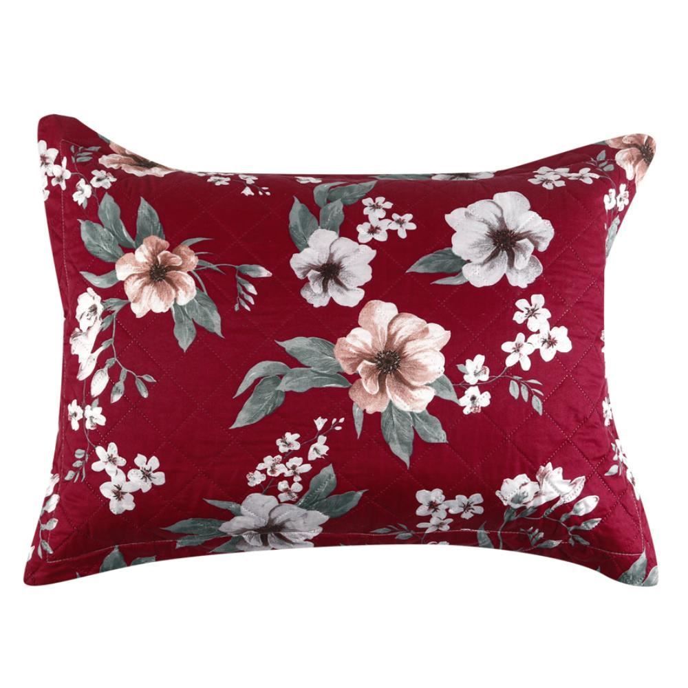 Kit Colcha Solteiro Estampada Versalhes 2 Peças Havan Casa - Toscana Vinho Floral