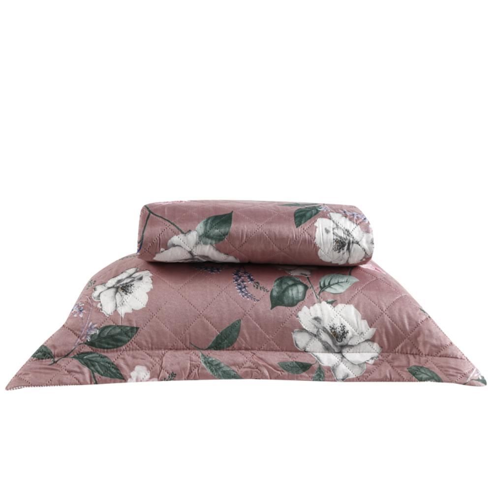 Kit Colcha Solteiro Estampada Versalhes 2 Peças Havan Casa - Barcelona Rosa Floral