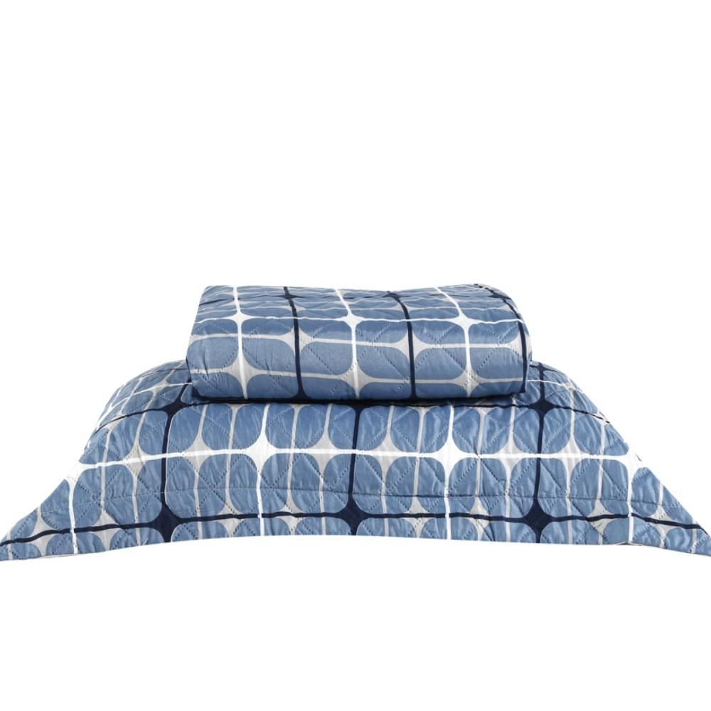 Kit Colcha Solteiro Estampada Versalhes 2 Peças Havan Casa - Sevilha Azul Geo