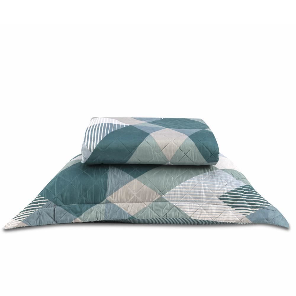 Kit Colcha Solteiro Estampada Versalhes 2 Peças Havan Casa - Alicante Verde Geo