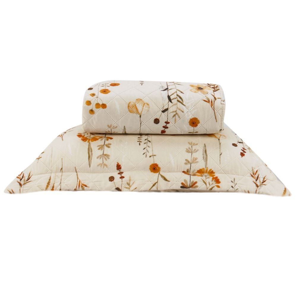 Kit Colcha Solteiro Estampada Versalhes Havan Casa 2 pçs - Floral Bege