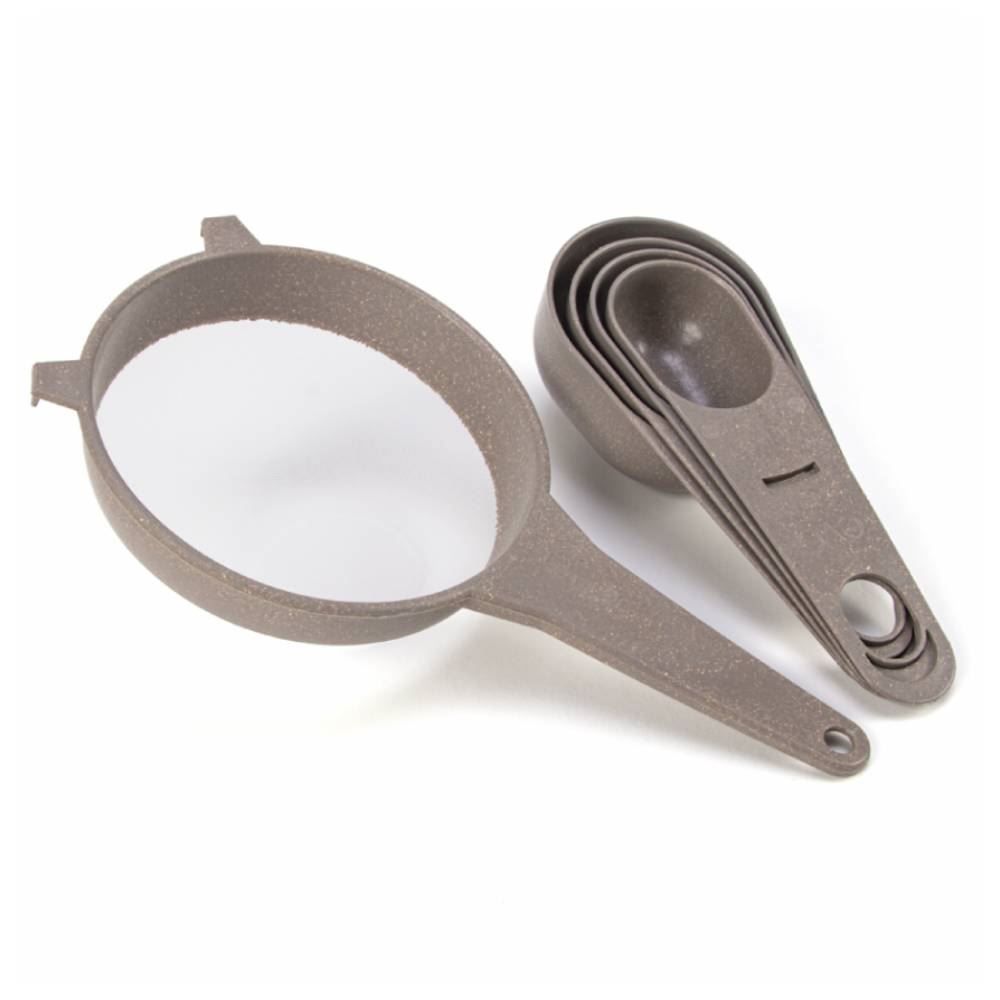 Kit Colheres Medidoras E Peneira 15 Cm Evo - 5 Peças