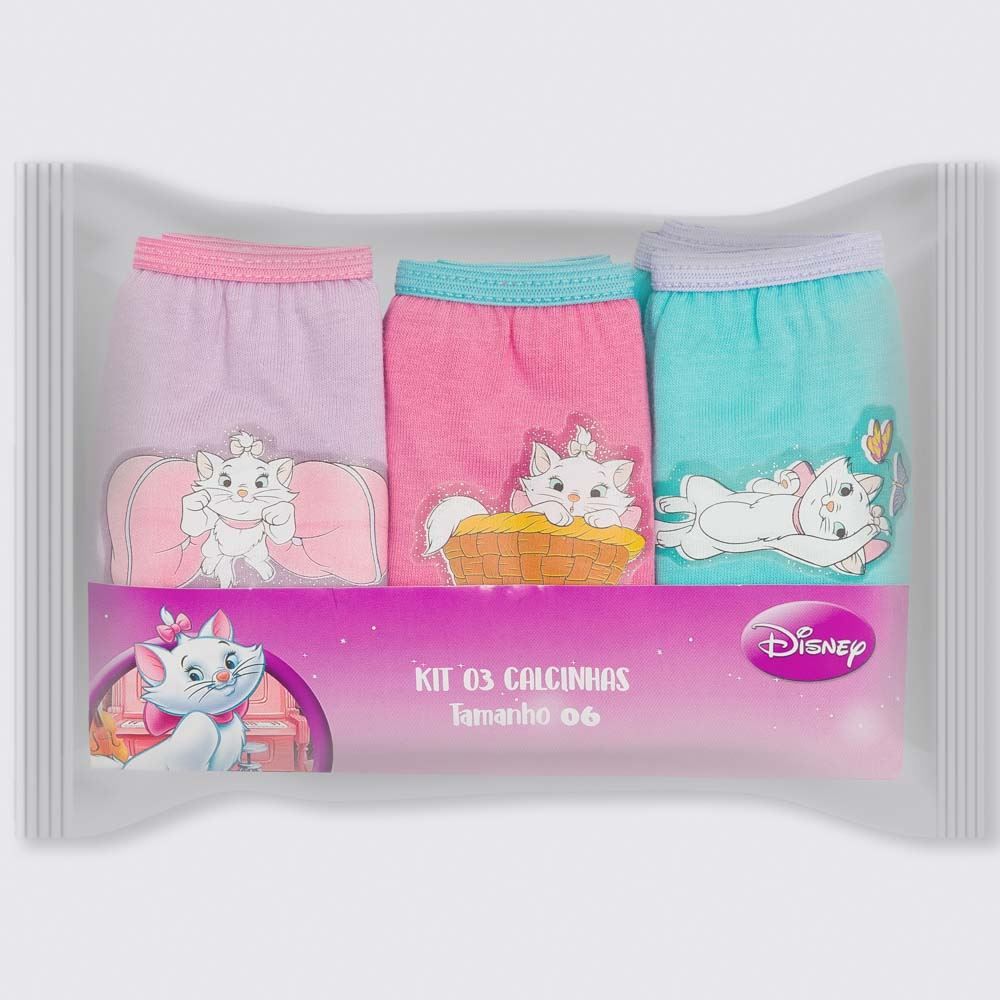 Kit Com 3 Calcinhas 4 a 10 Anos Marie 180 Disney