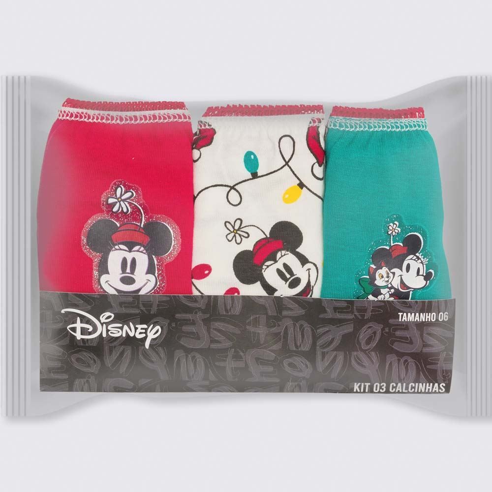 Kit Com 3 Calcinhas 4 a 10 Anos Minnie 192 Disney