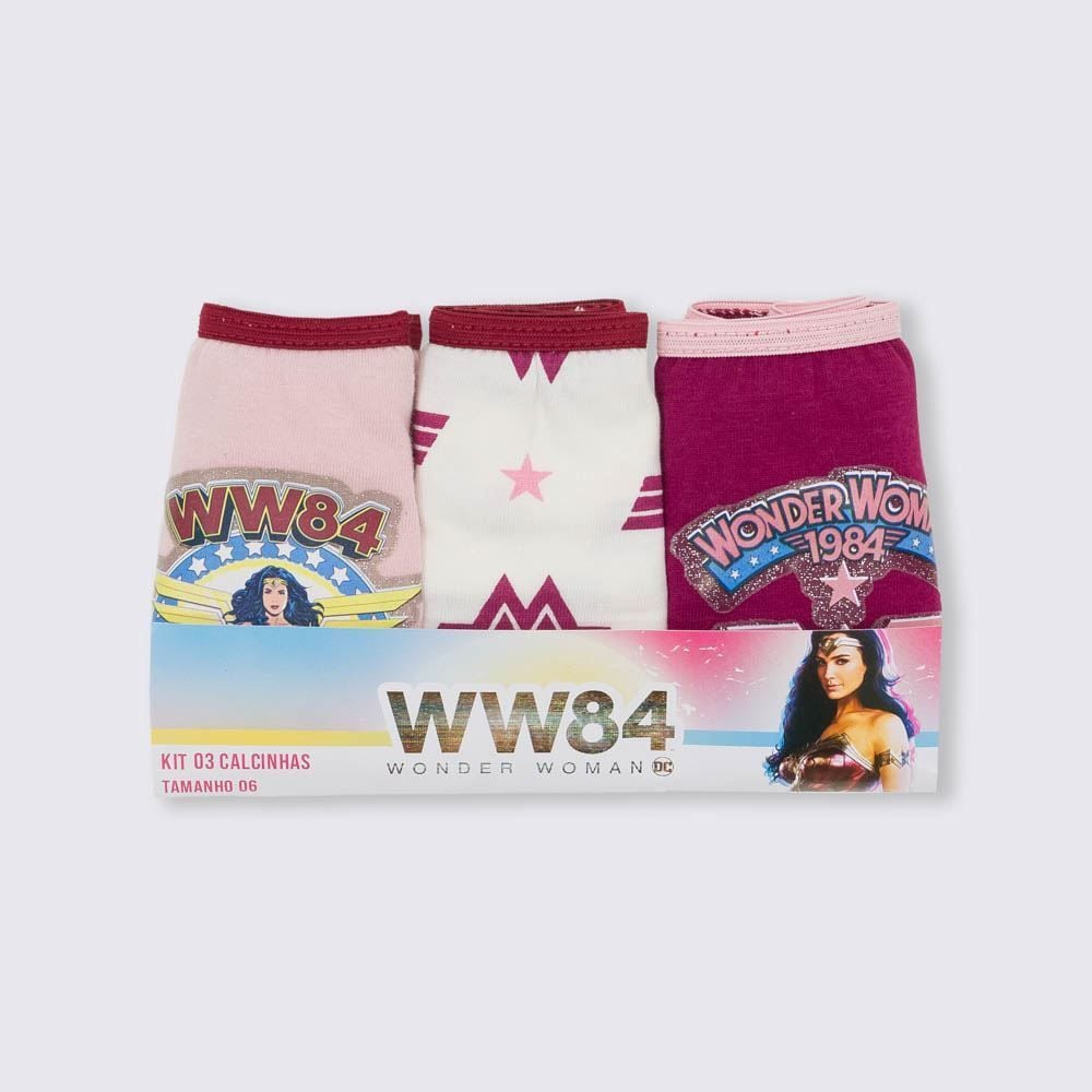 Kit Com 3 Calcinhas 4 a 10 Anos Mulher Maravilha 11 Dc Comics