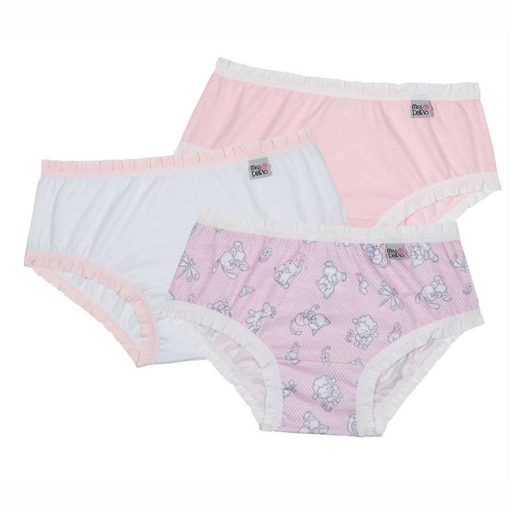 Kit com 3 Calcinhas Bebê Babadinhos Miss DelRio Ref 50829