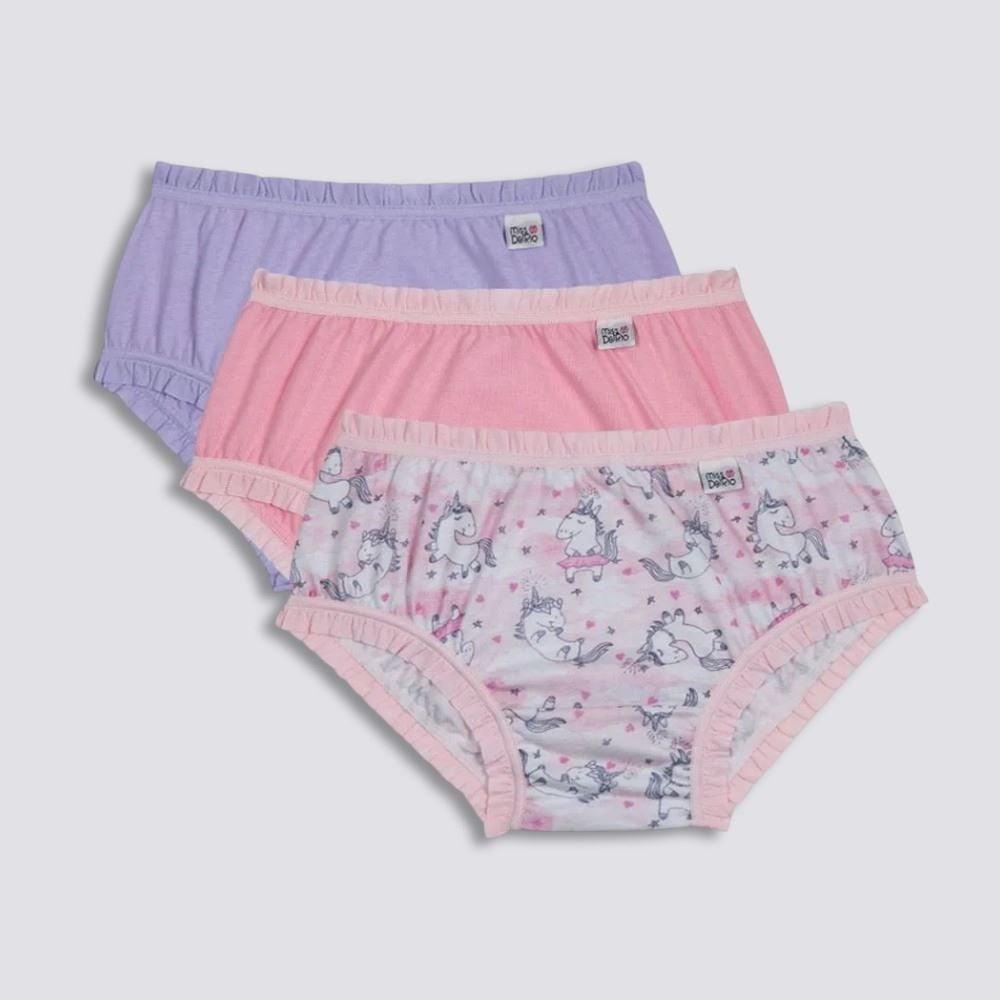 Kit com 3 Calcinhas Bebê Babadinhos Miss DelRio