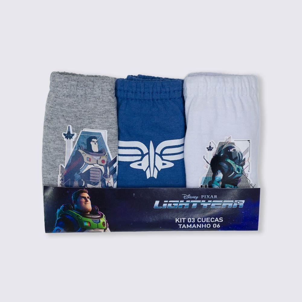 Kit 3 Cuecas Infantil 4 a 10 anos Infantil Buzz 210 Disney