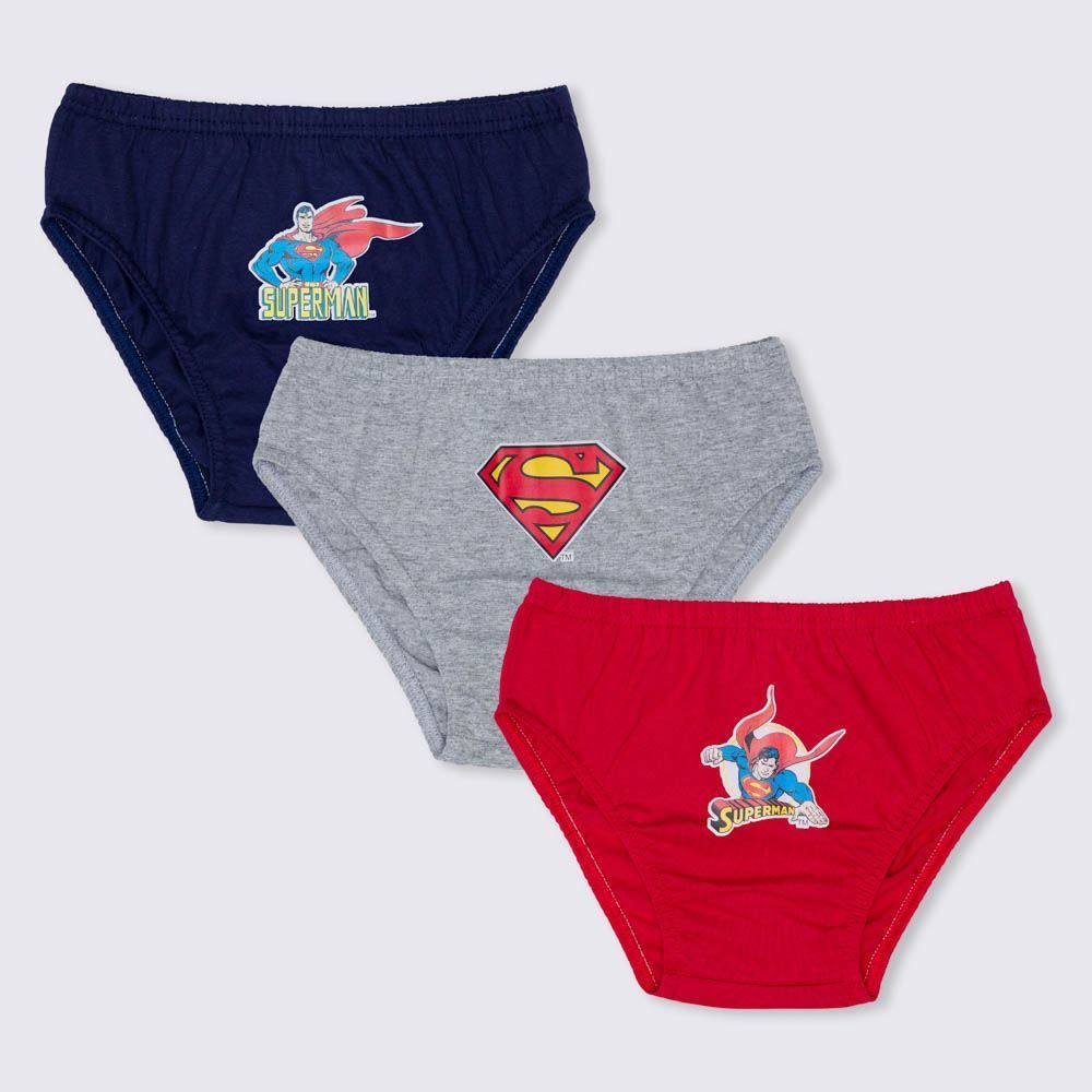 Kit Com 3 Cuecas Infantis 04 a 10 Anos Super Man DC Comics