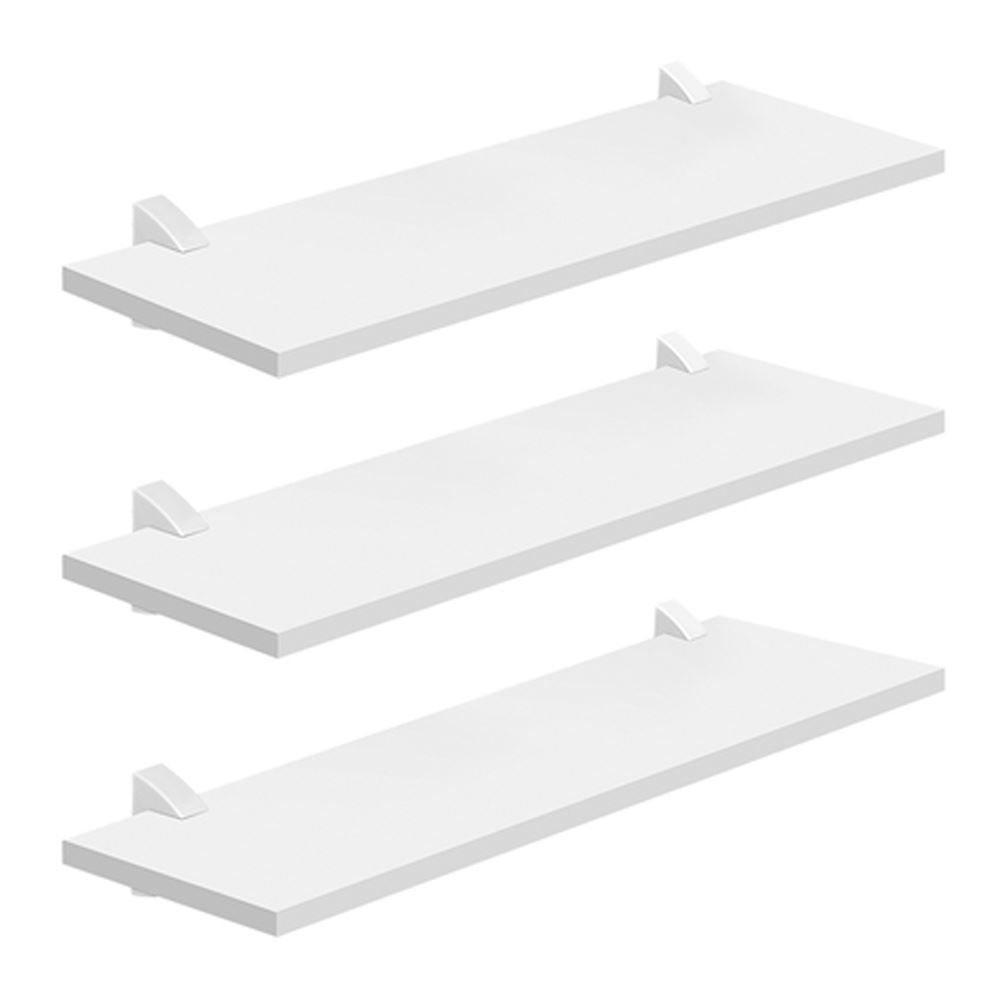 Kit Com 3 Prateleiras Com Suporte 20X60cm Prat-K - Branco