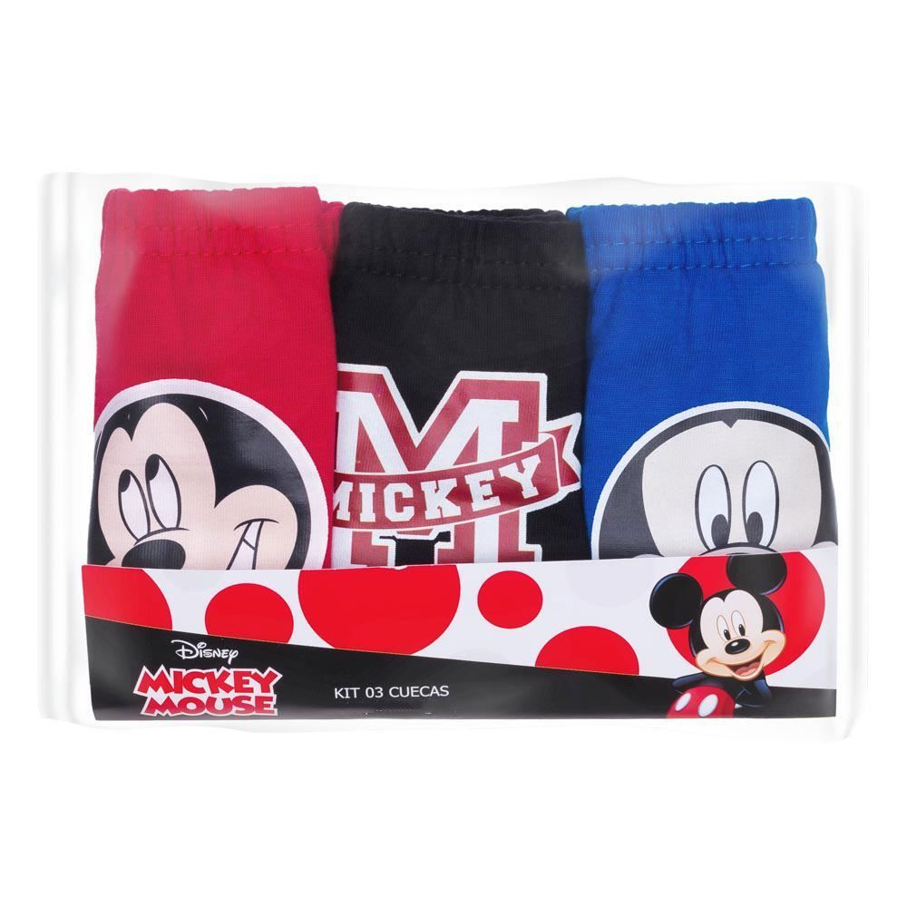 Kit Cueca Infantil 3 Peças 4 a 10 Anos Mickey Disney