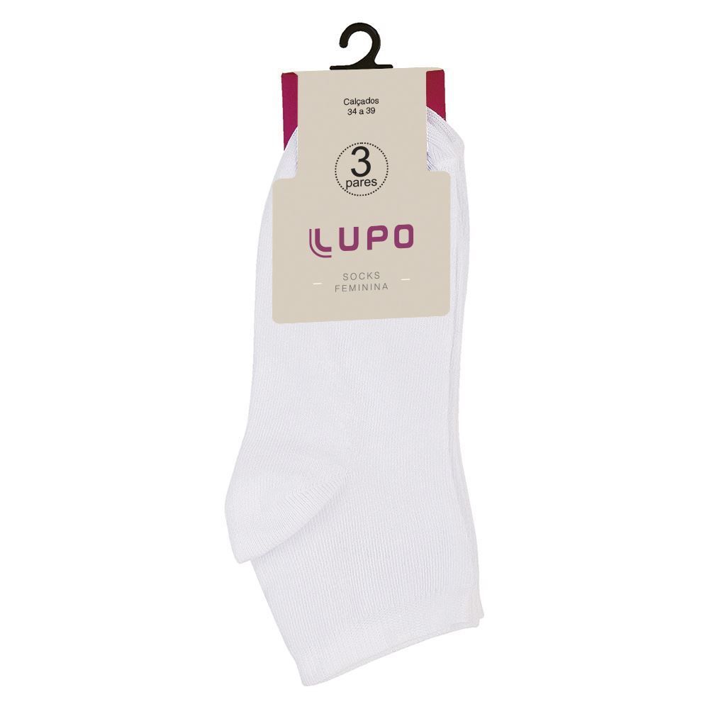 Kit De 3 Meias Femininas Lisa Soquete Lupo - BC/BC/BC