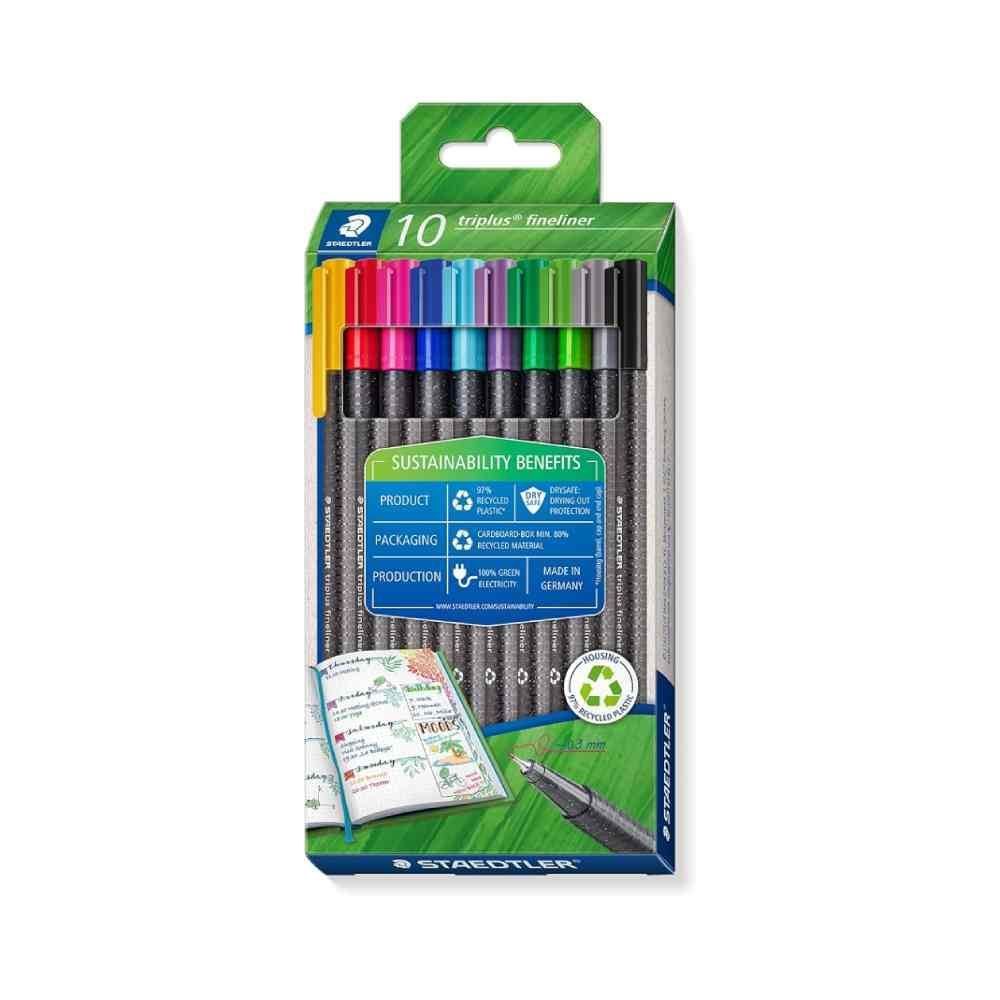 Kit De Caneta Fineliner Reciclado Ponta 0.3Mm Staedtler - 10 Cores