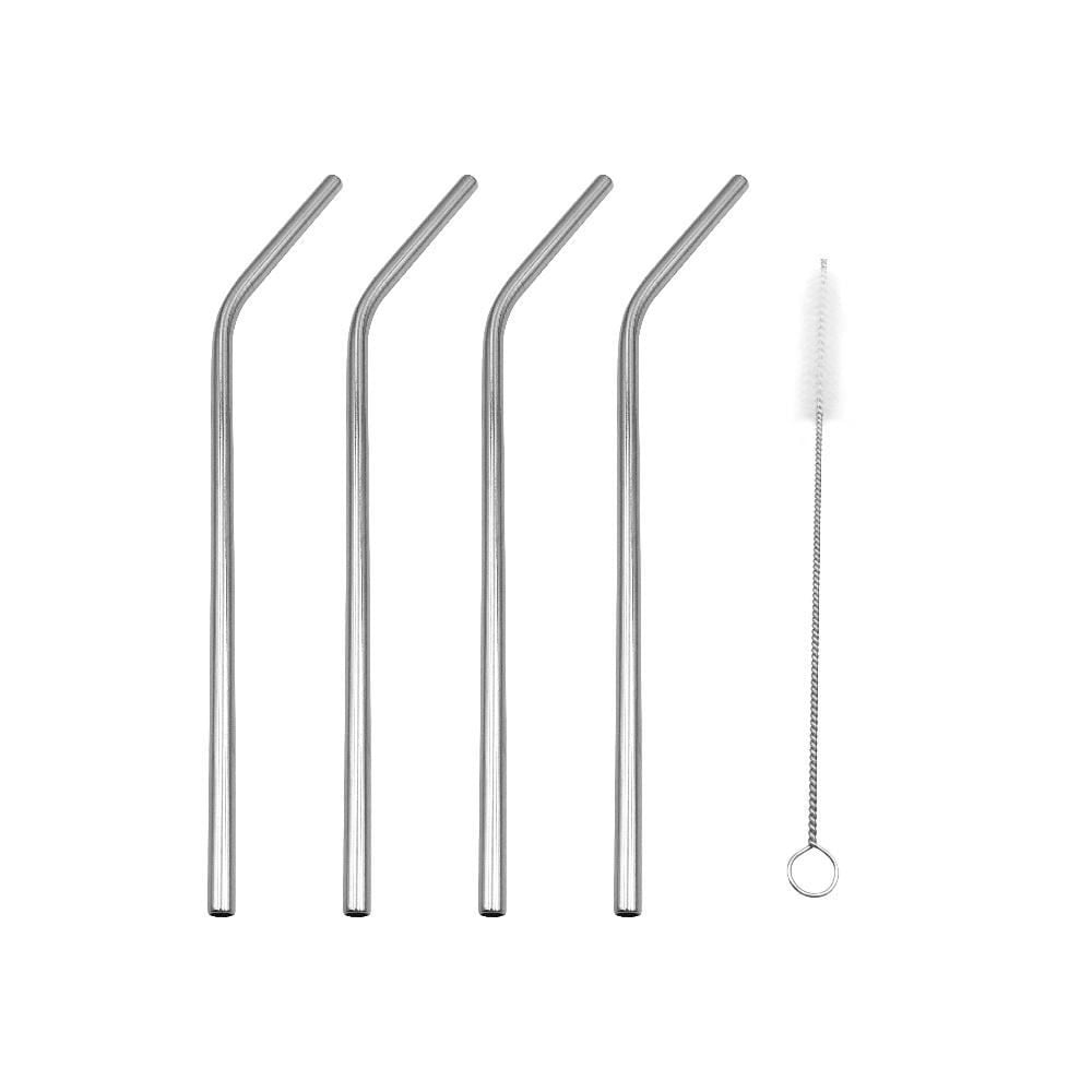 Kit De Canudos Com Escova Havan Casa 5 Peças - Aço inox