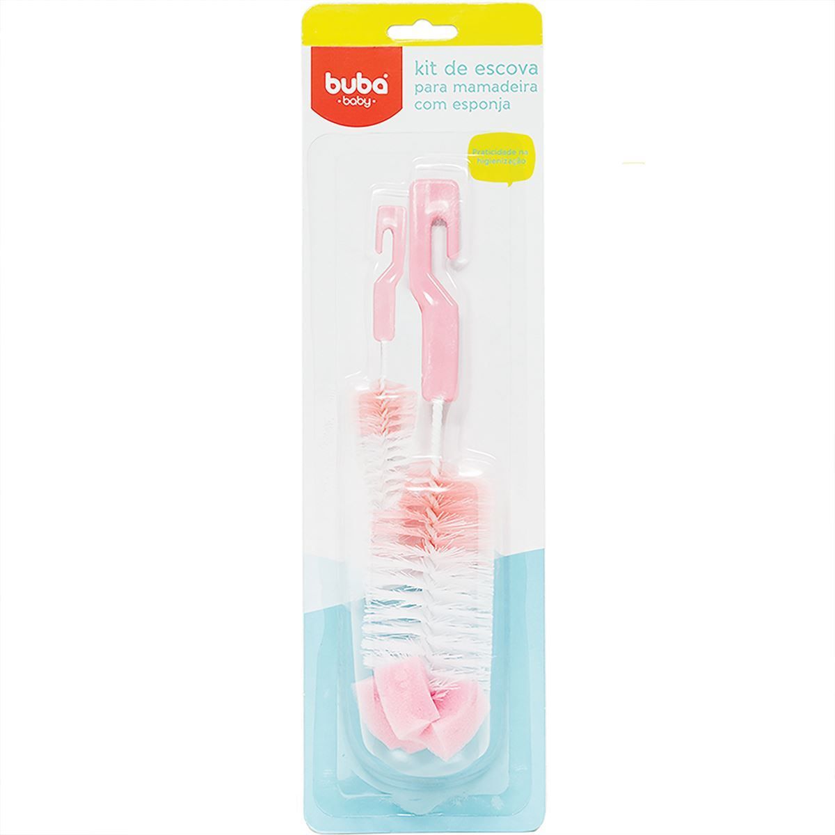 Kit De Escova Para Mamadeira Com Esponja Buba - Rosa