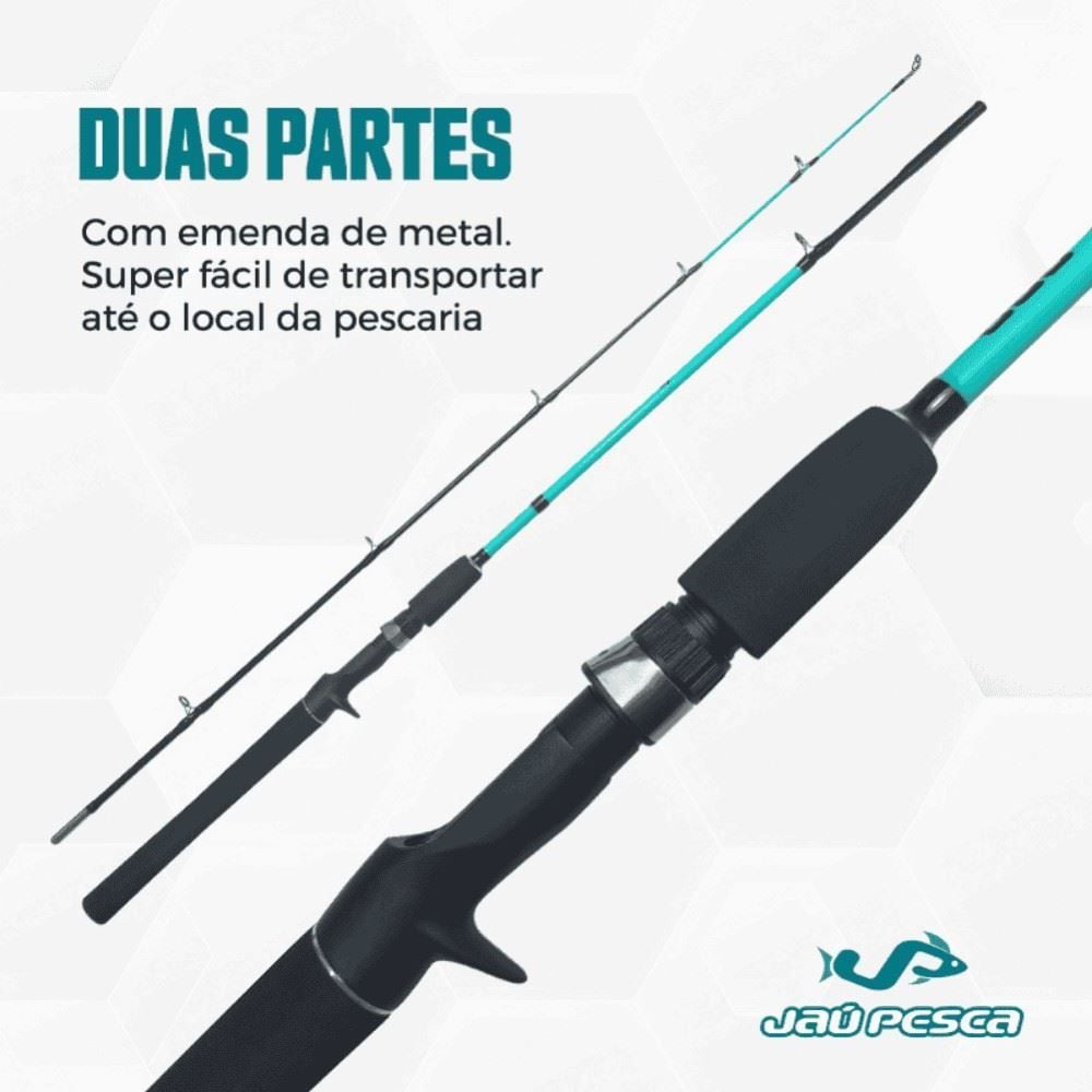 Kit de Pesca Jaú Pesca com Vara e Molinete 3 Rolamentos