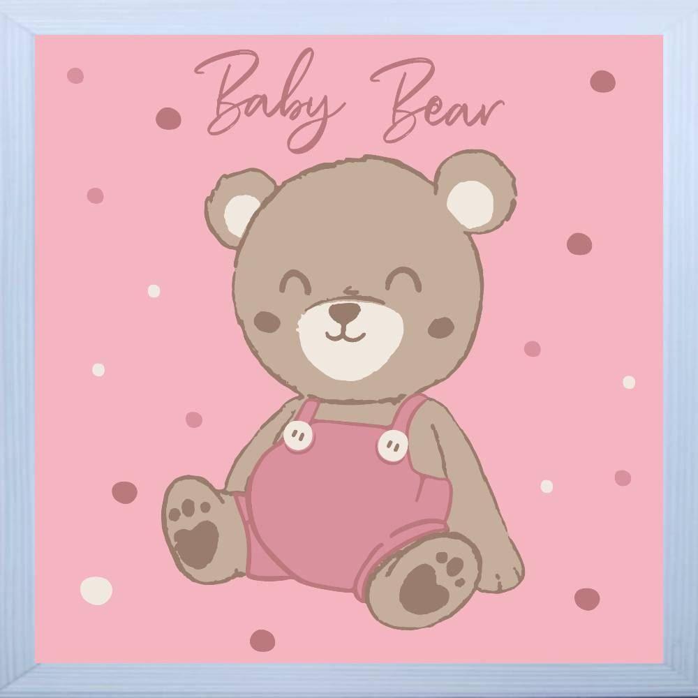 Kit De Quadros Decor Baby 3 Peças - Teddy Rosa