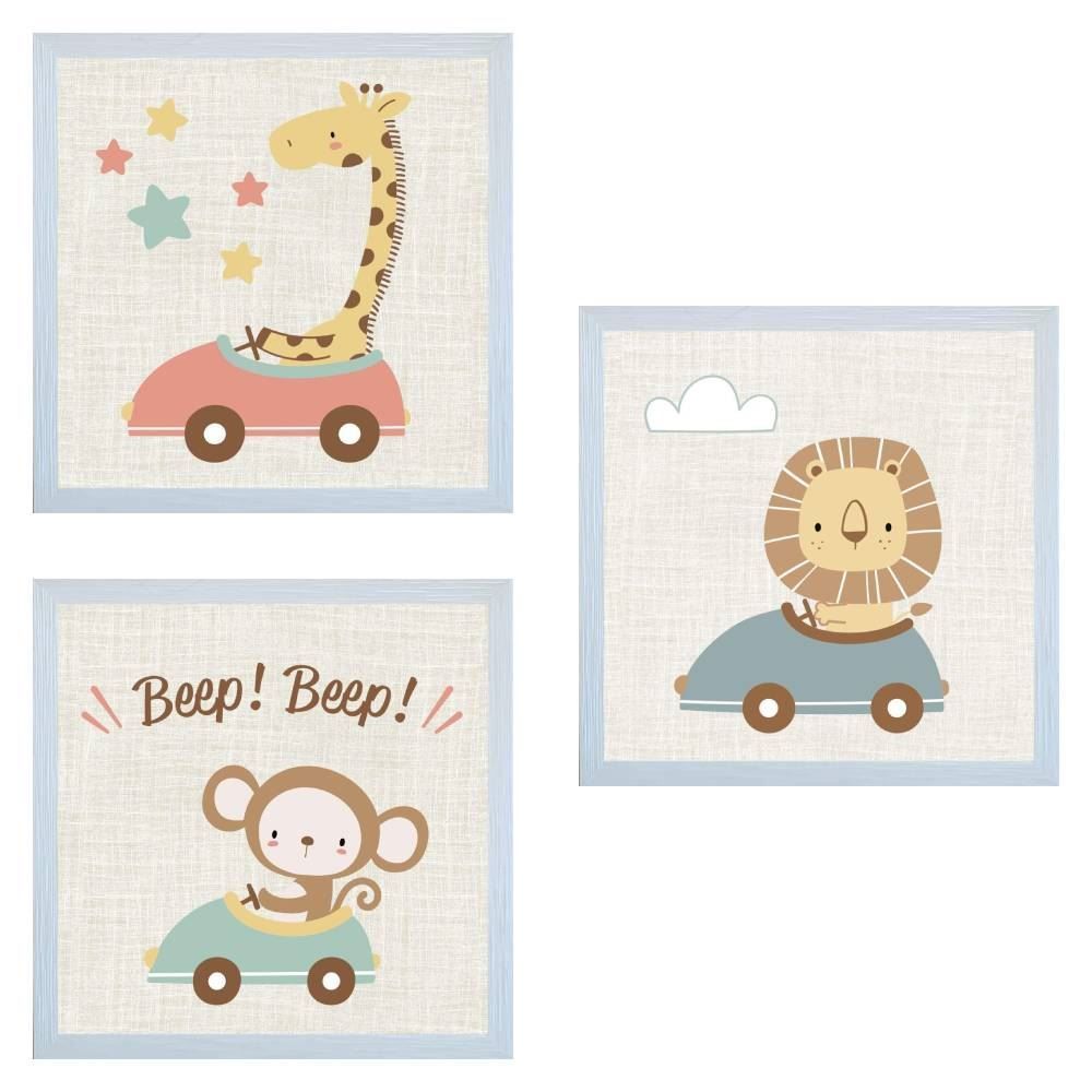 Kit De Quadros Decor Baby 3 Peças - Beep Beep 2