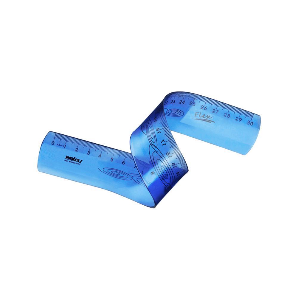 Kit De Régua Flex Azul 4 Peças Waleu - 10130014