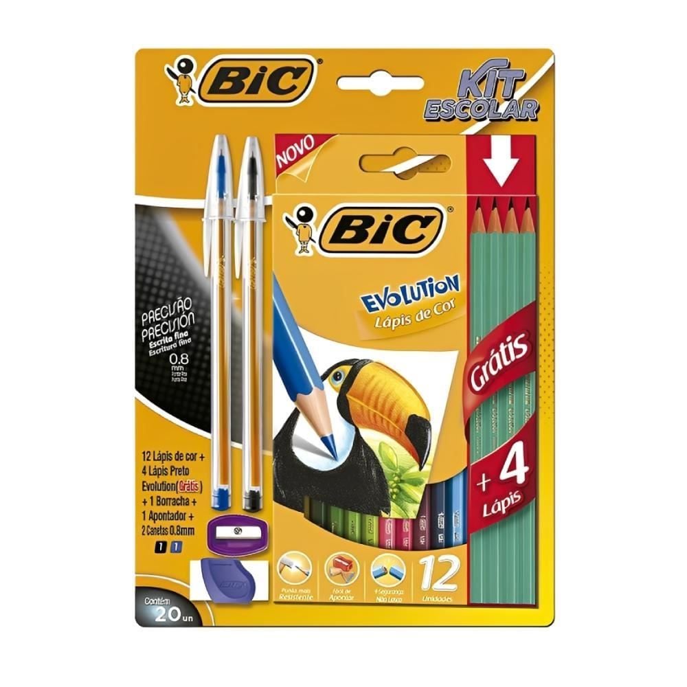 Kit Escolar Fine Bic - 20 Peças