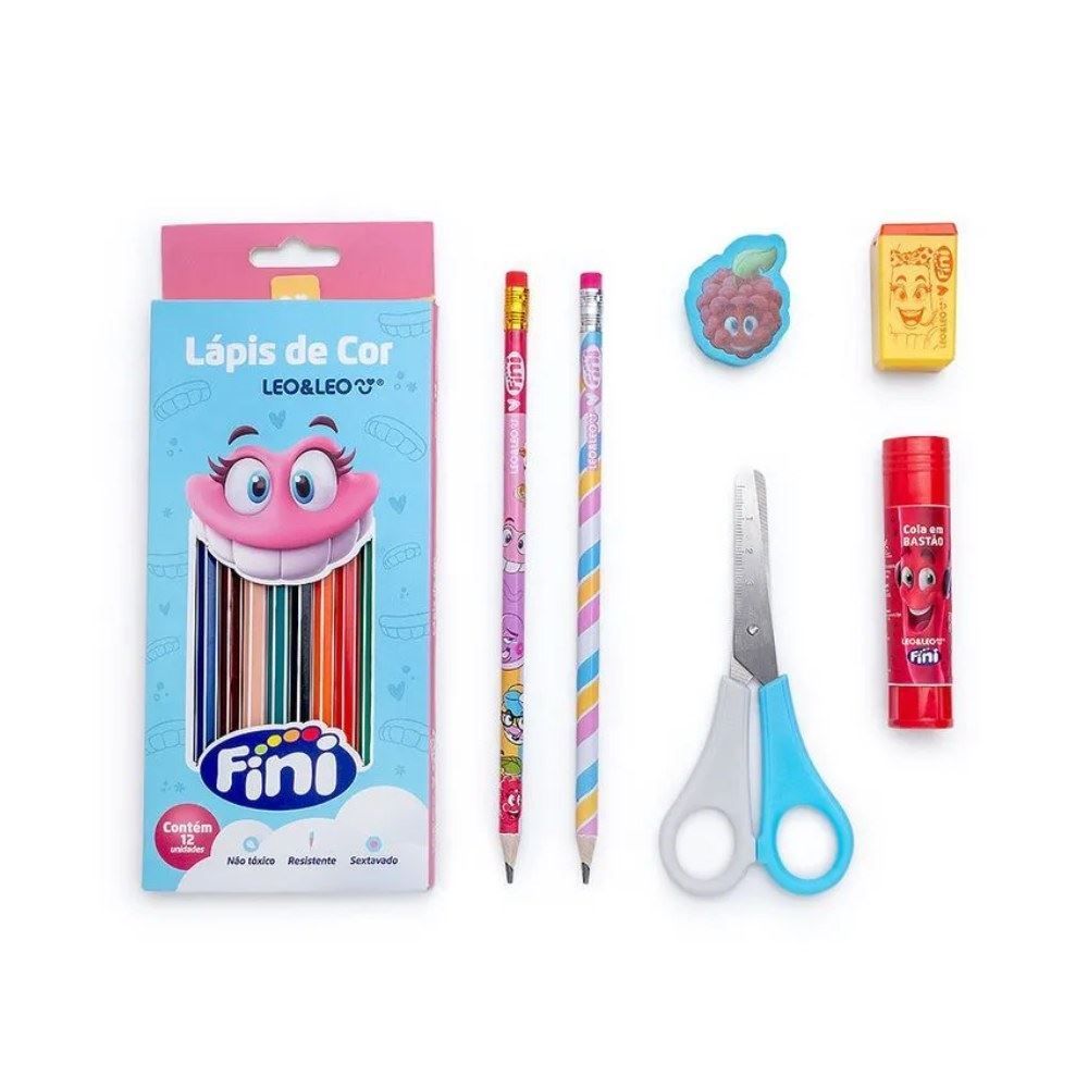Kit Escolar Fini Leo&Leo - 18 Peças