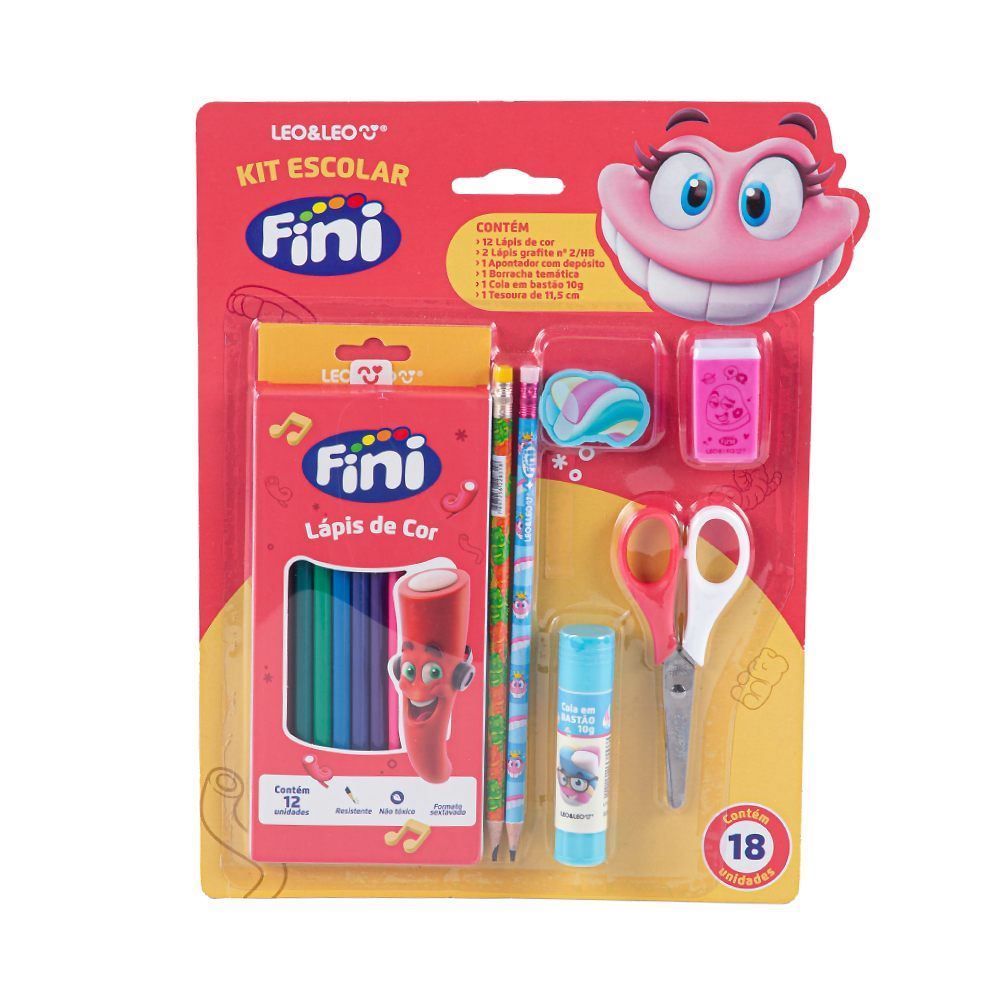 Kit Escolar Fini Leo&Leo - 18 Peças
