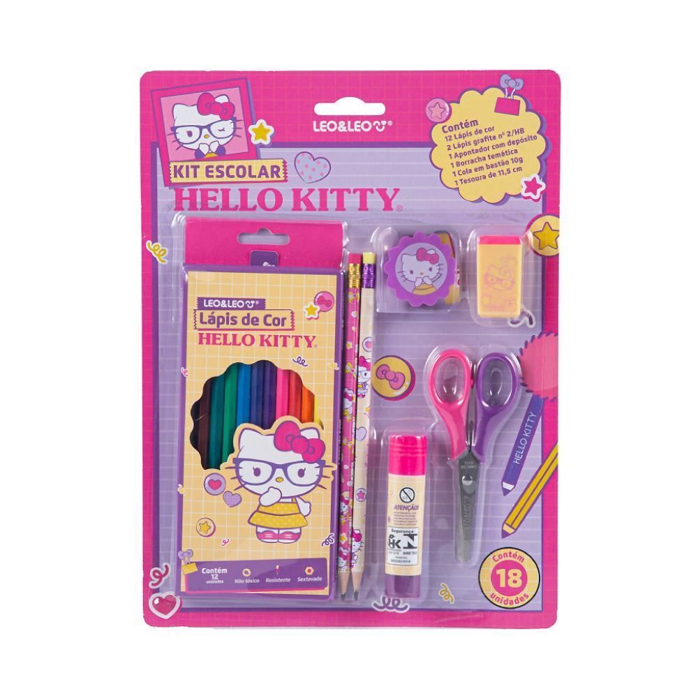 Kit Escolar Hello Kitty Leo&Leo - 18 Peças