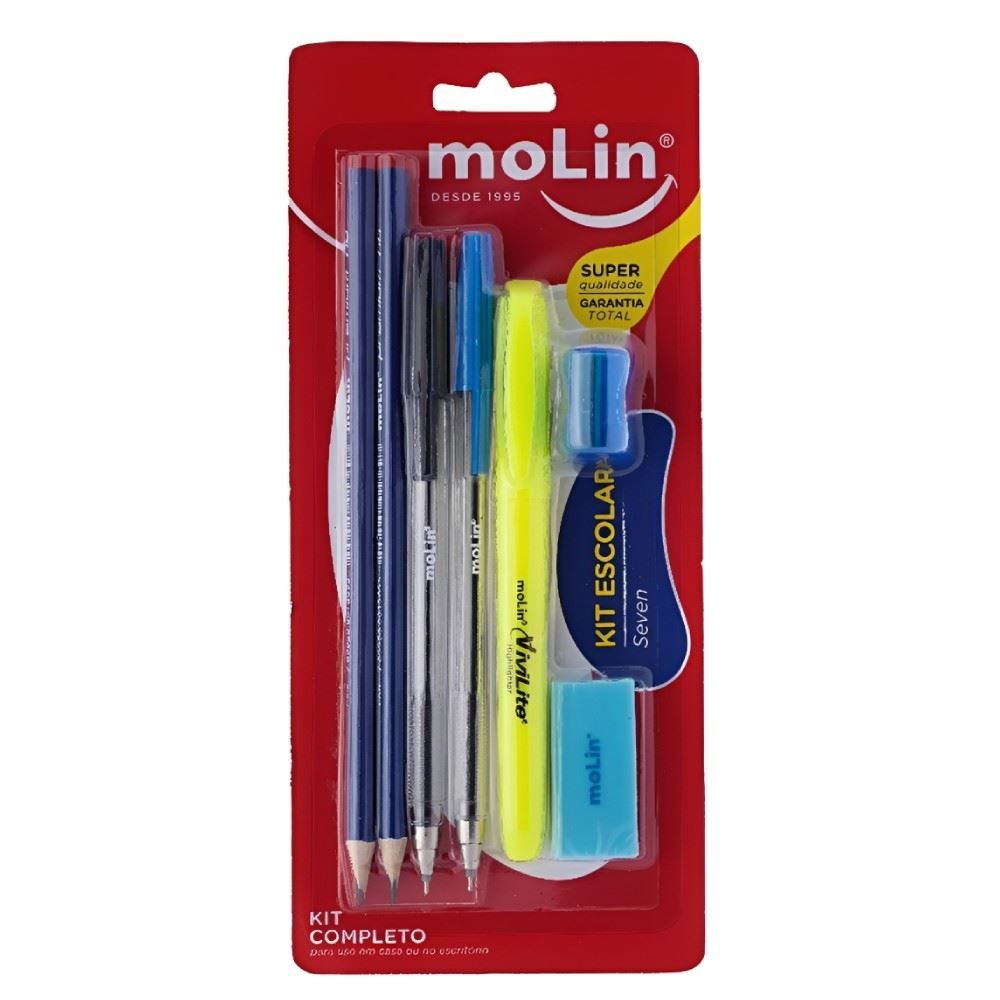 Kit Escolar Seven Marker Molin - 7 Unidades