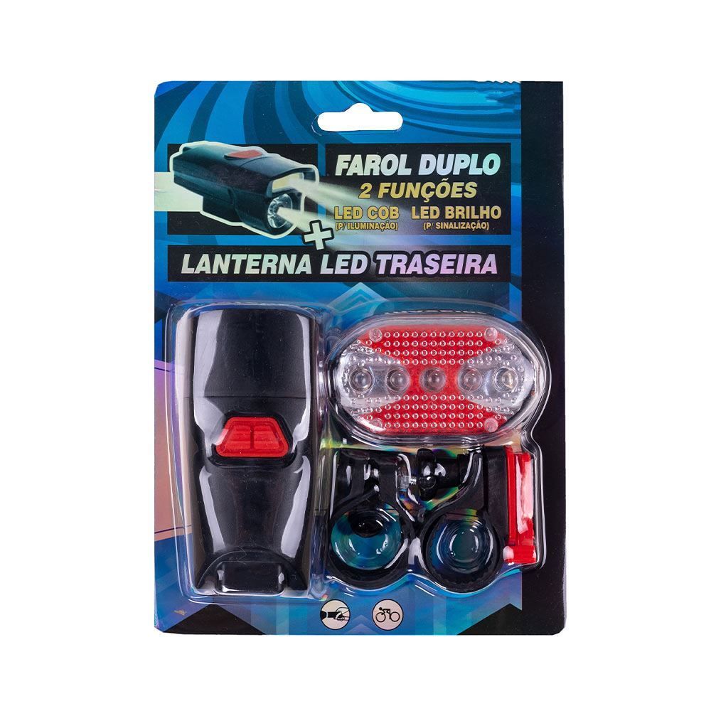 Kit Farol Duplo Com Lanterna Led Para Bike Meghazine - LB229