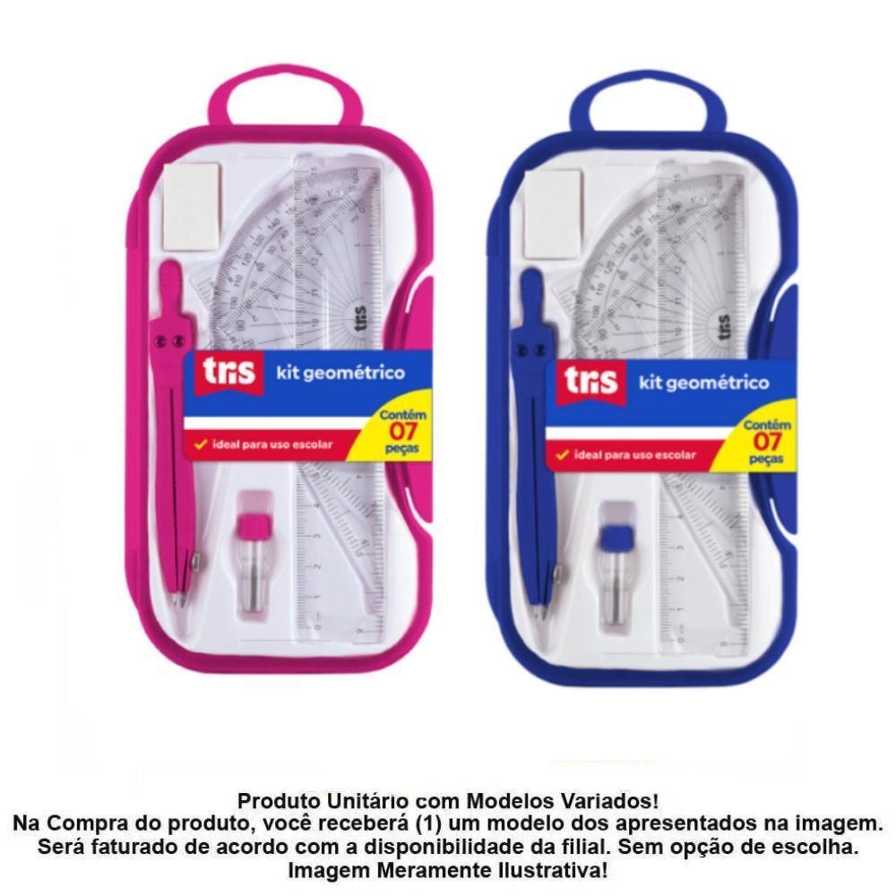 Kit Geométrico com 7 Peças Tris - Sortido