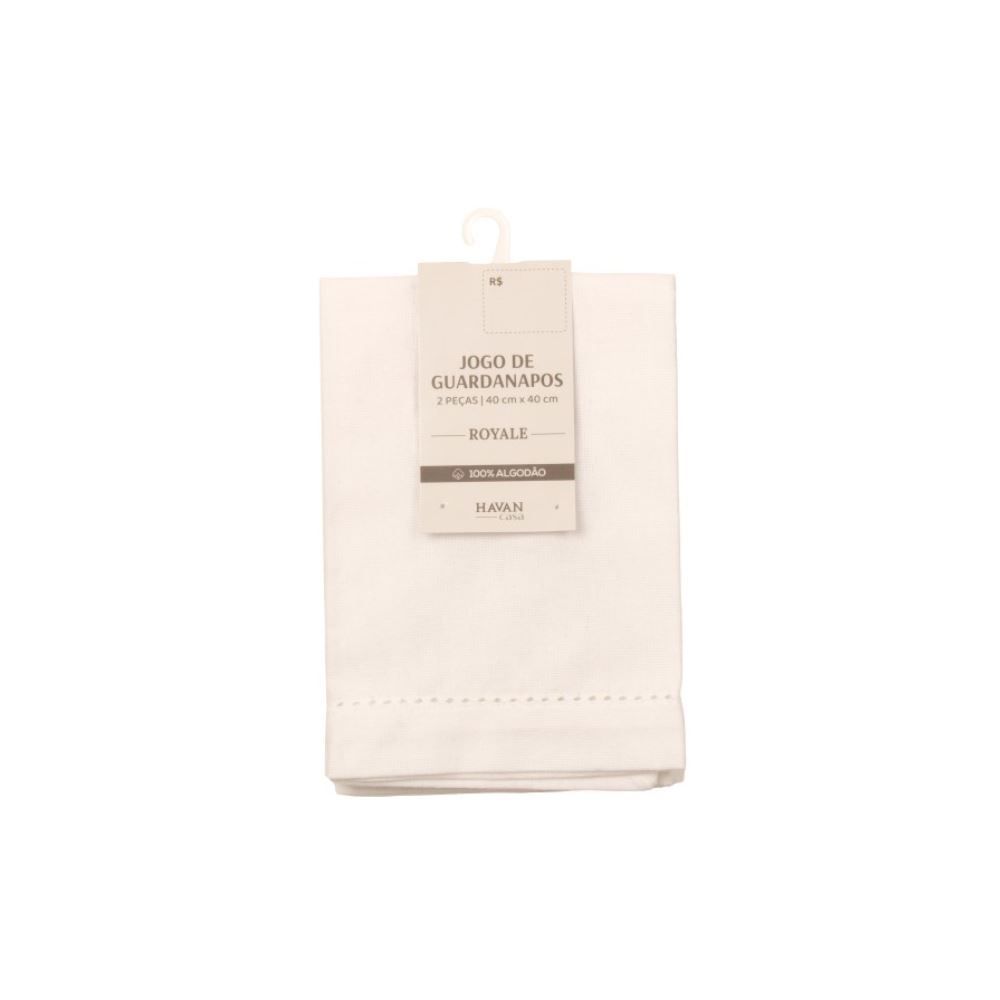 Kit Guardanapos Royale 100% Algodão Havan Casa 2 pçs - Branco