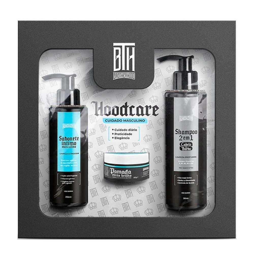 Kit Hoodcare Shampoo + Sabonete Íntimo + Pomada Brotherhood - Masculino