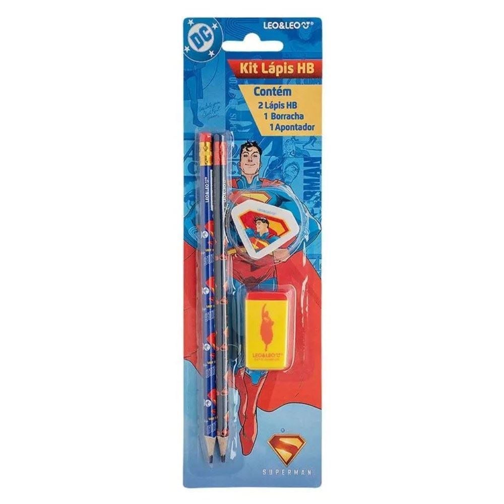 Kit Escolar Super-Homem Leo&Leo - 4 Unidades