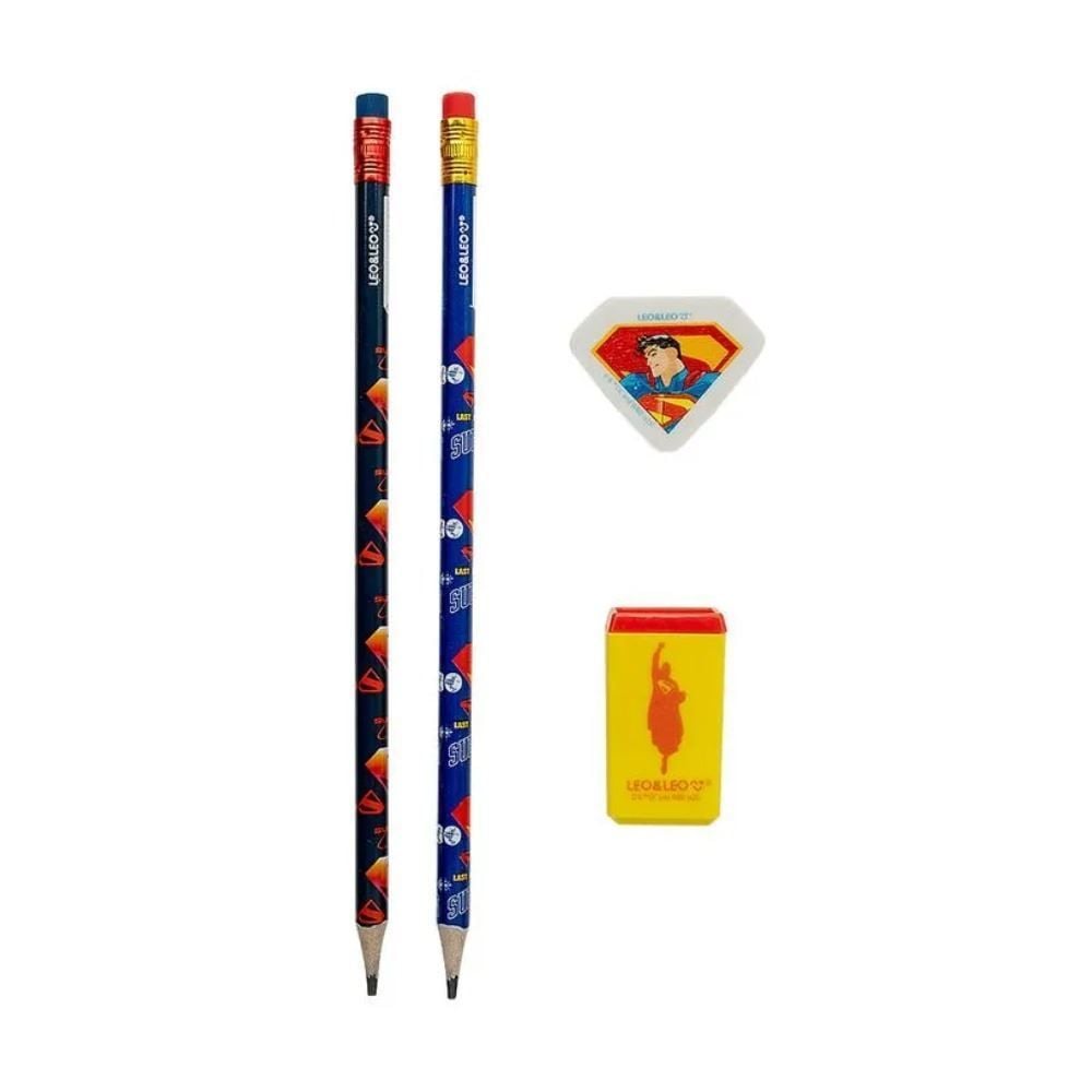 Kit Escolar Super-Homem Leo&Leo - 4 Unidades