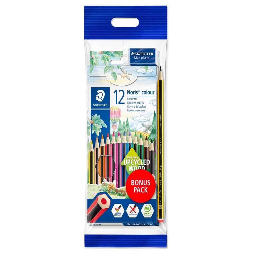 Kit Lápis De Cor Staedtler Noris Com Lápis Preto E Borracha - Kit Escolar